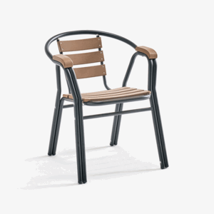 체어몰 CMGA-모코(블랙프레임/우드암) - 인테리어 디자인 사출 빠텐 프라스틱 알미늄 철재 라탄 의자 모코(블랙프레임/우드암)
